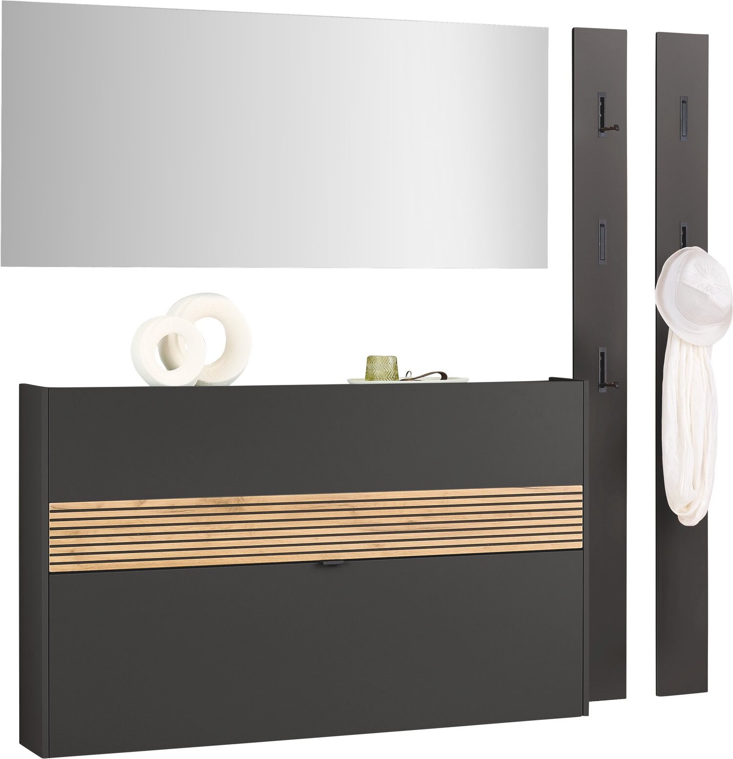 Voleo Garderoben-Set RIO, Graphit, Holznachbildung