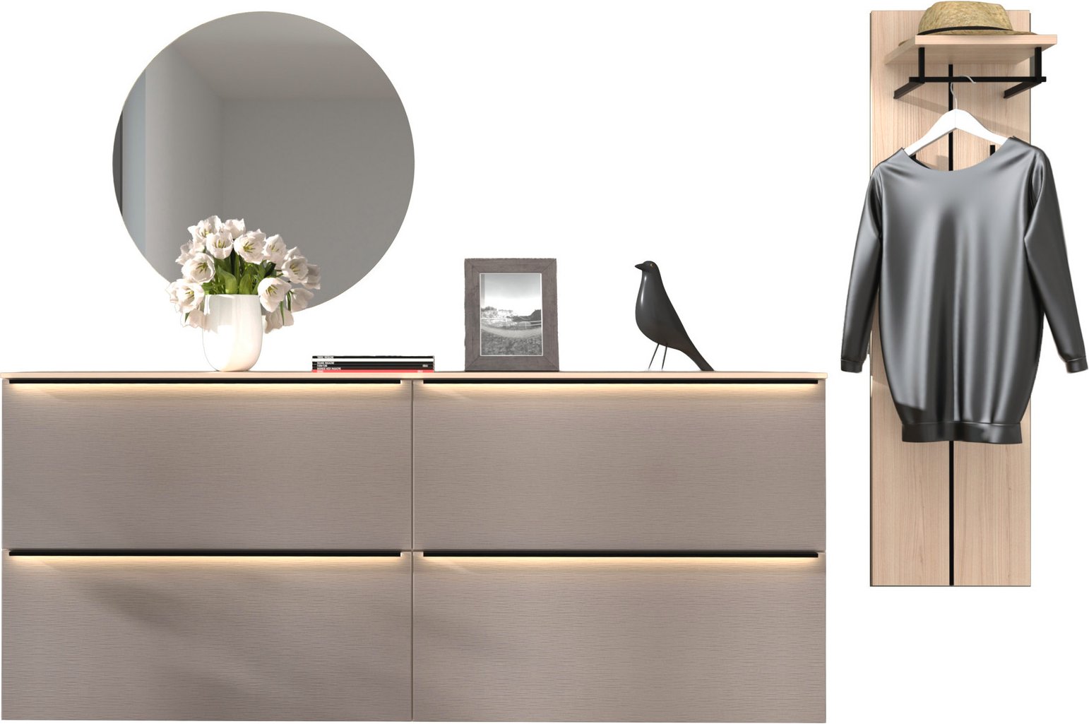 Voleo Garderoben-Kombination 4-tlg. STARLIGHT, Holznachbildung
