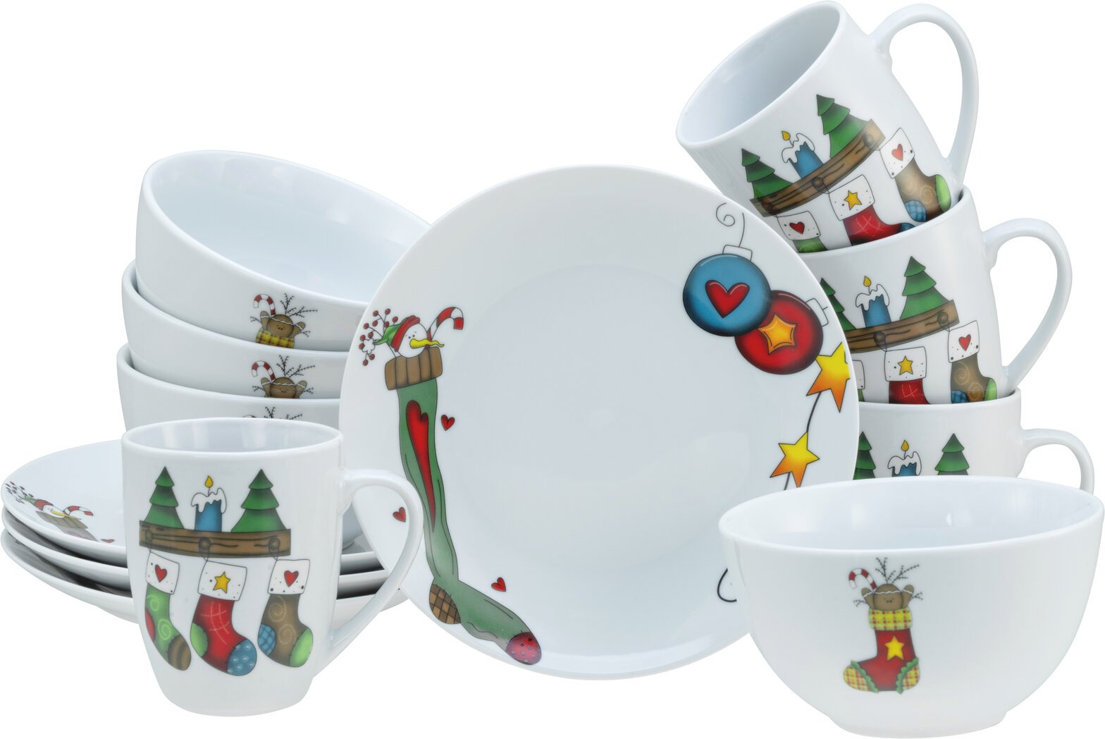 Thumbnail - Creatable Weihnachtsservice 12-tlg.LUNA SOCKEN, Porzellan