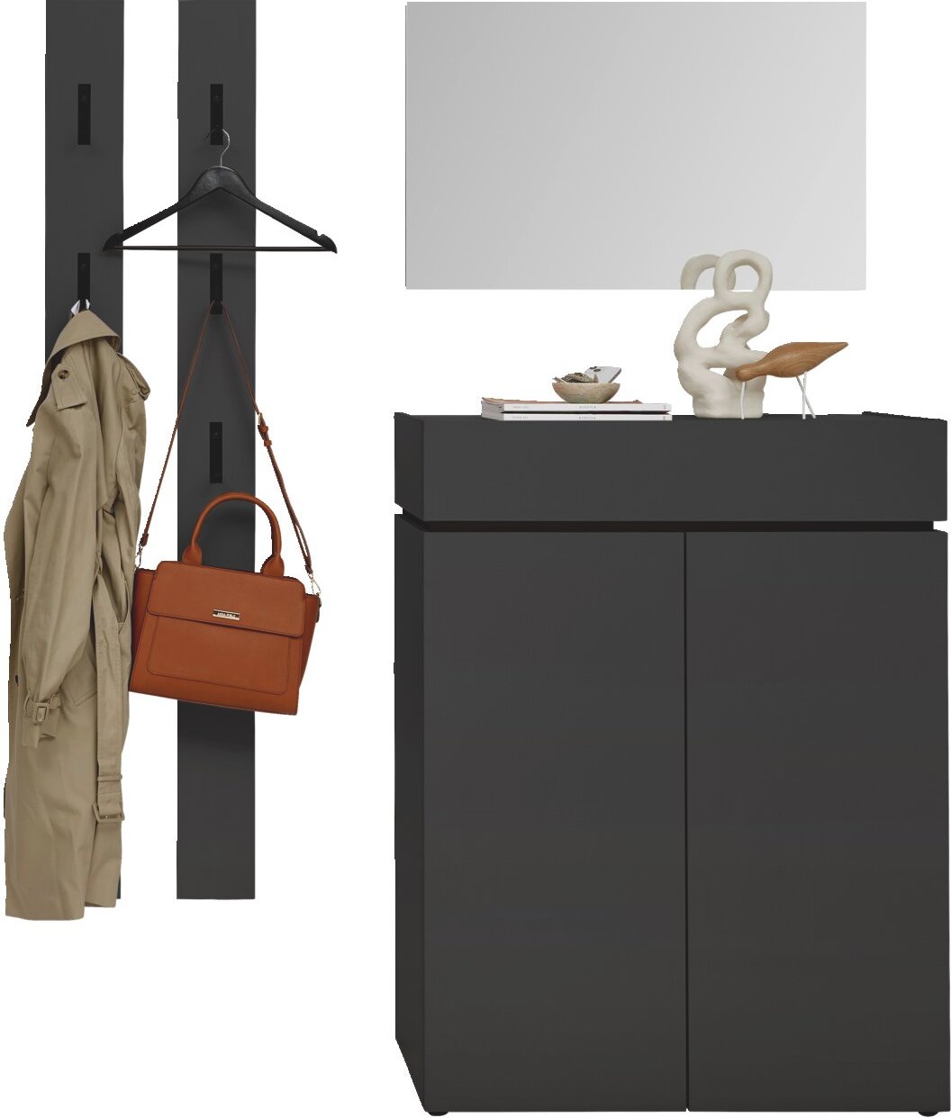 Voleo Garderoben-Set 9 UNIQUE, Graphit, Holznachbildung