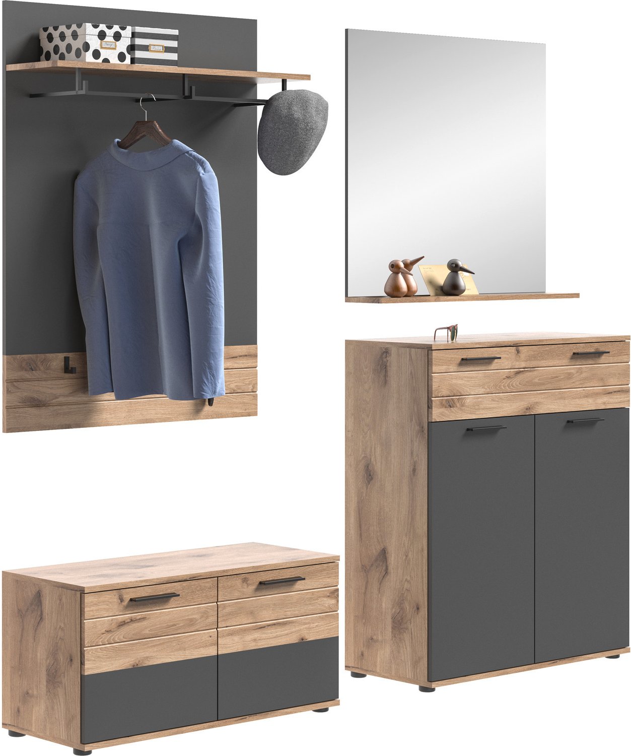 MID.YOU Garderobenkombination MASON, Holznachbildung