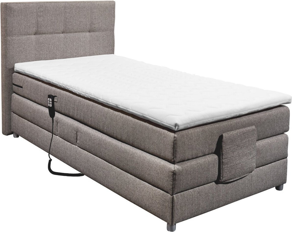 Esposa Boxspringbett MANOLO, Silver, Stoff