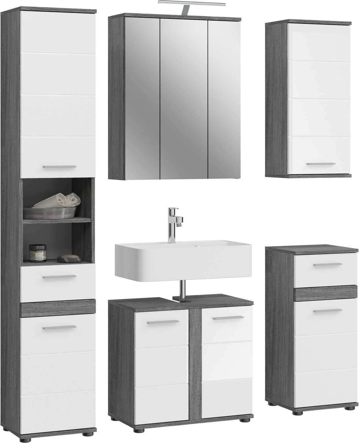 MID.YOU Badkombination mit Beleuchtung BLAKE, Holznachbildung