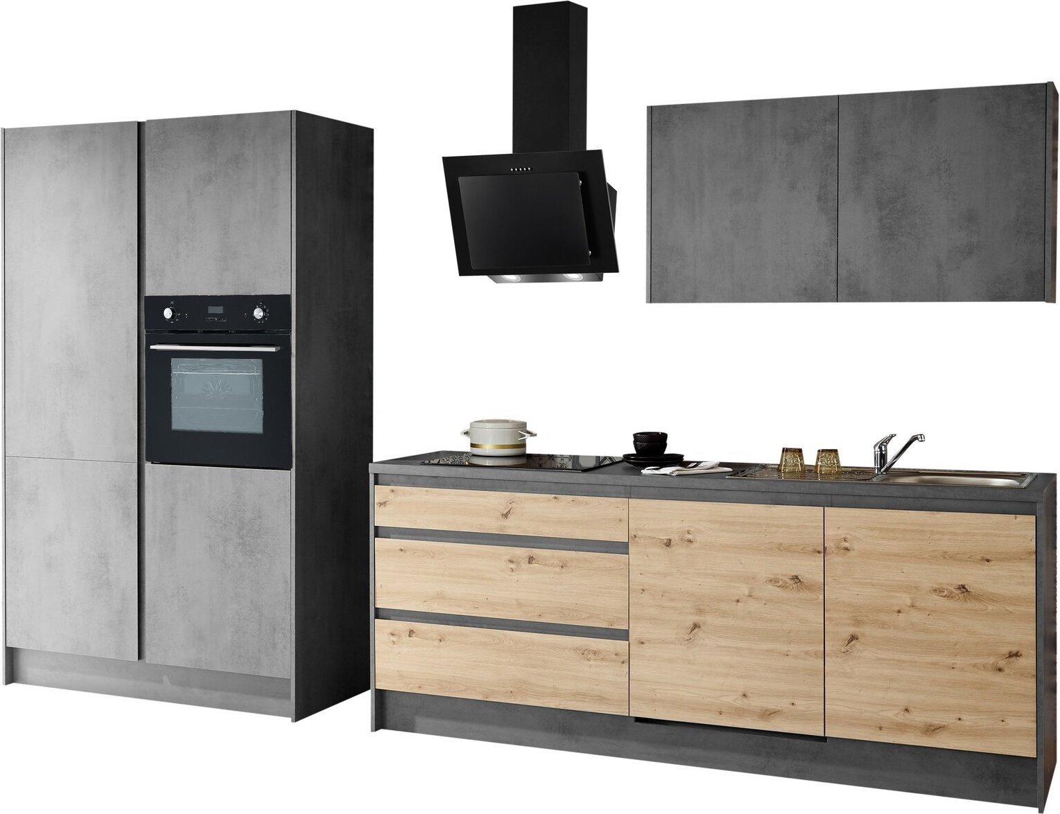 Yourkitchen Küchenblock Premium 335 TROJA, Holznachbildung