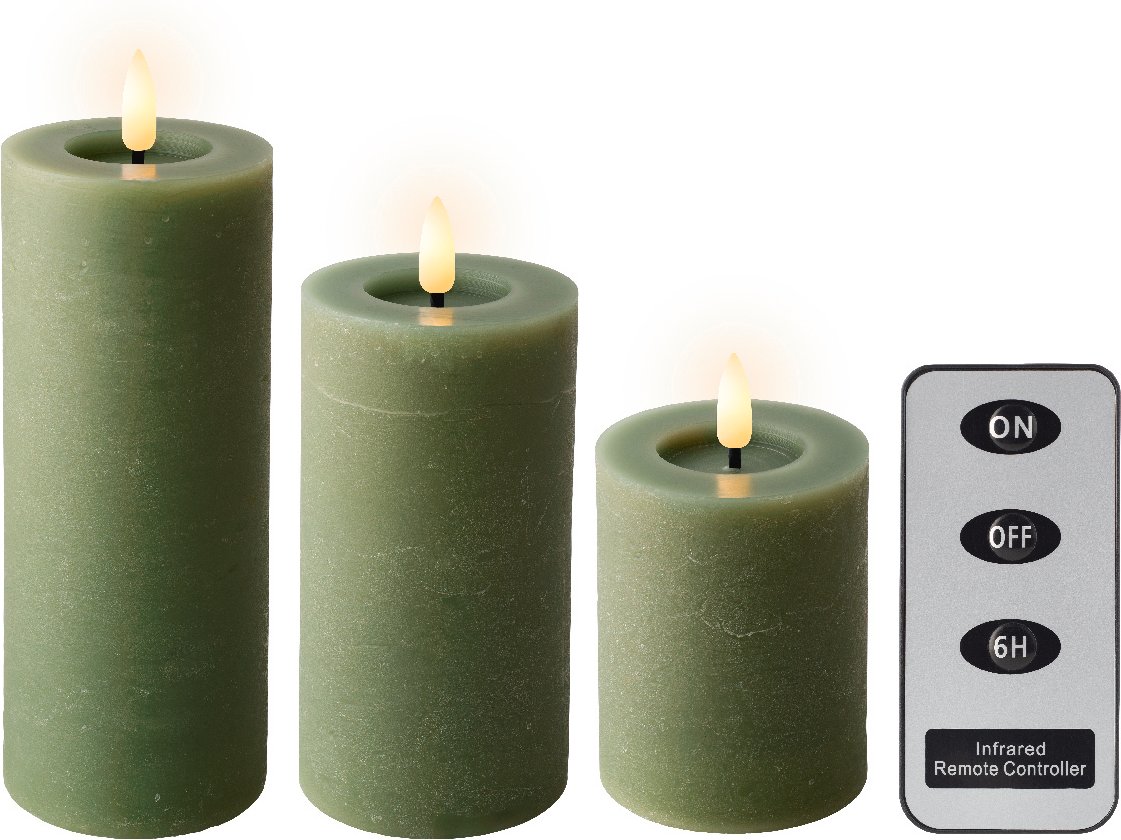 Lumineo LED-Wachskerzen 3-tlg. mit Fernbedienung