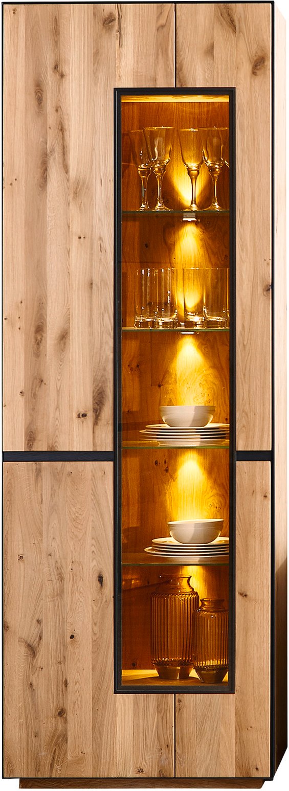 Linea Natura Vitrine mit Beleuchtung KELIO, Massivholz