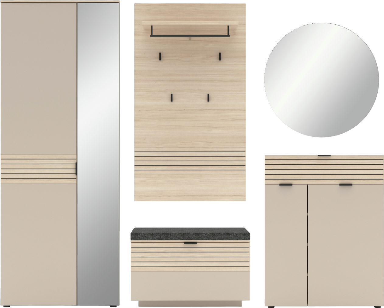 Voleo Garderoben-Set 5-tlg. INA, Holznachbildung