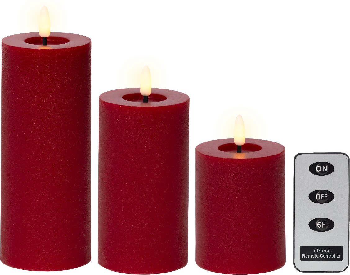 Lumineo LED-Wachskerzen 3-tlg. mit Fernbedienung