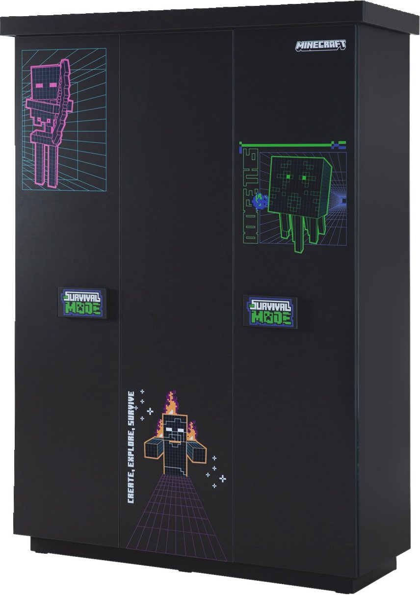 Zurbrüggen Kleiderschrank 3-türig MINECRAFT, Holznachbildung