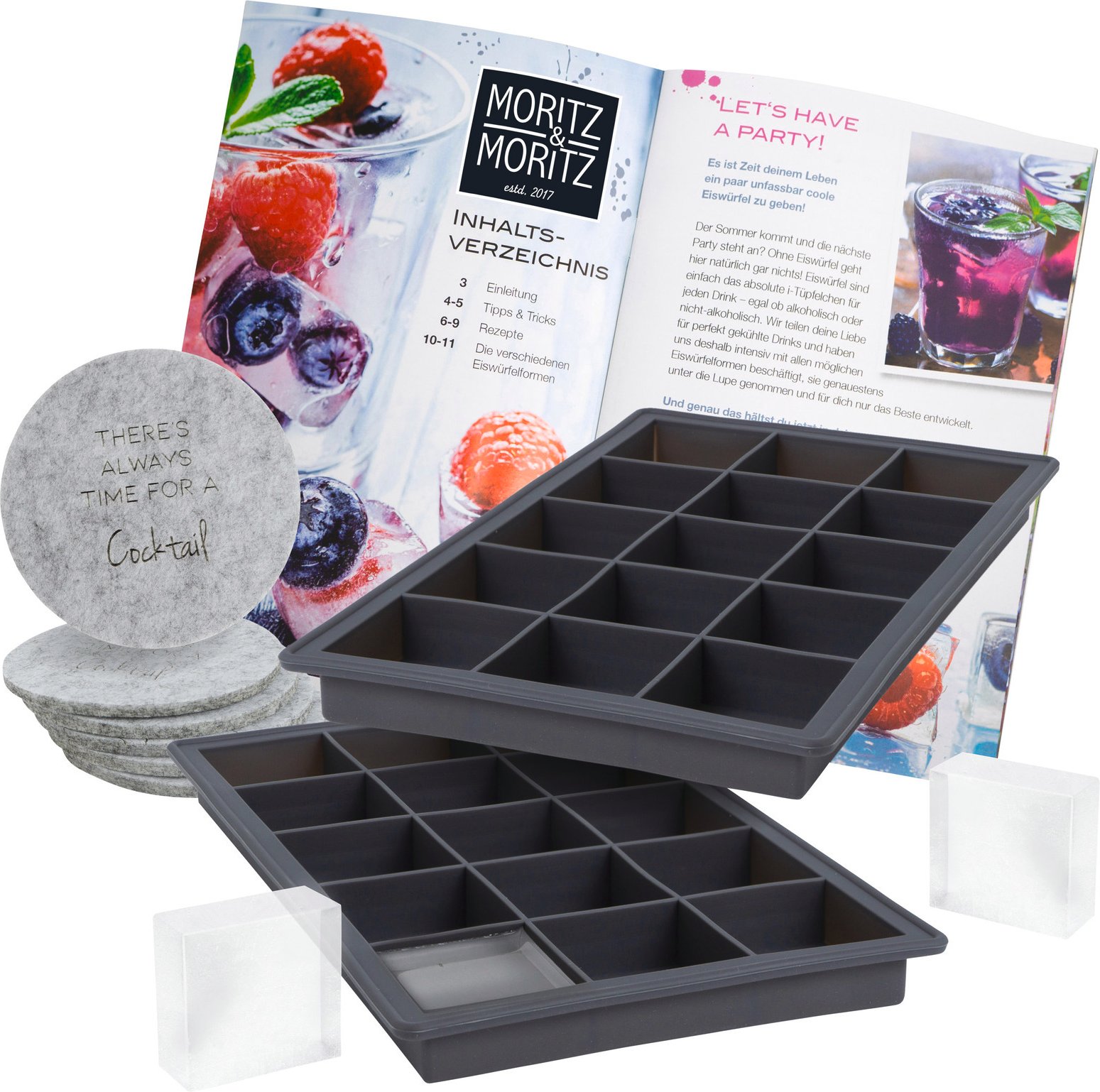 Moritz & Eiswürfelform eckig 2er Set, Silikon