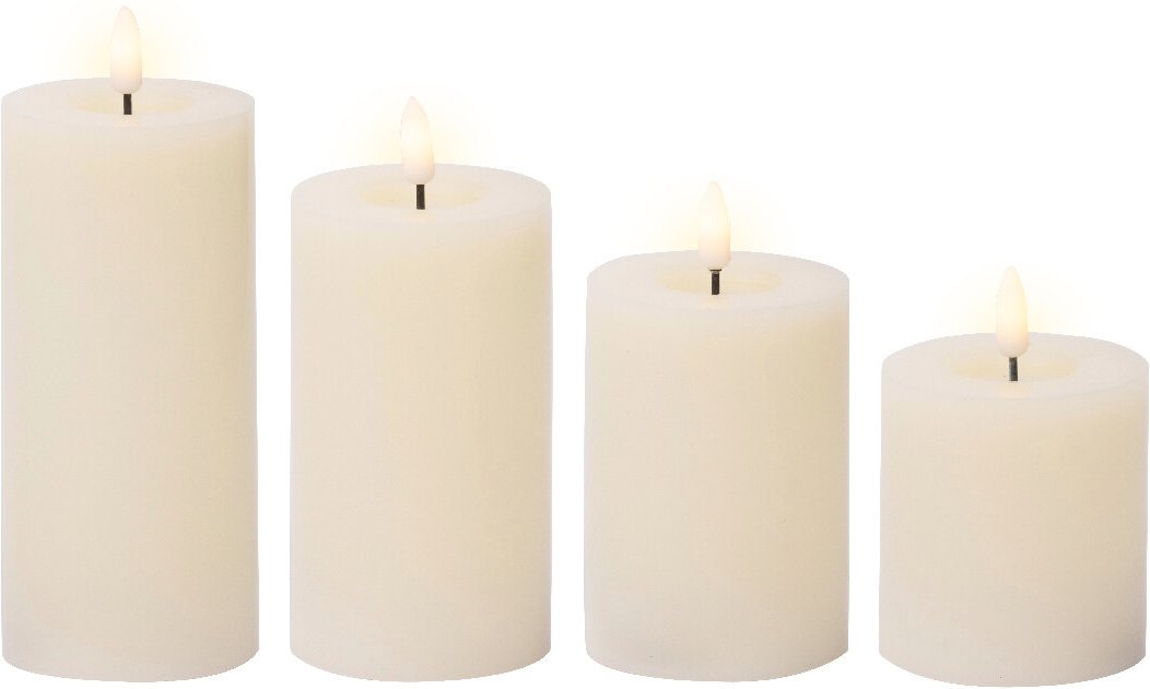 Lumineo LED-Wachskerzen 4-tlg., creme