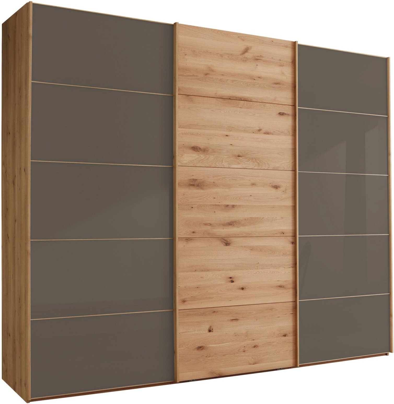 Thumbnail - Linea Natura Schwebetürenschrank 3-türig CARDIFF, Teilmassiv