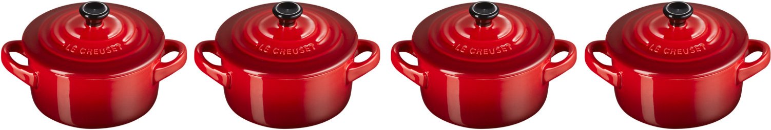 Thumbnail - LE CREUSET Mini-Cocotte 4er-Set 10cm Kirschrot, Steinzeug