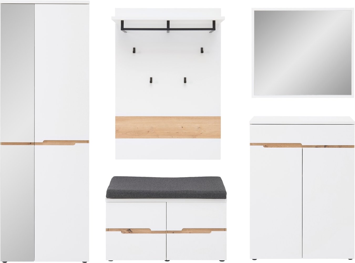 XORA Garderobenset 5-tlg. MEMPHIS, Holznachbildung