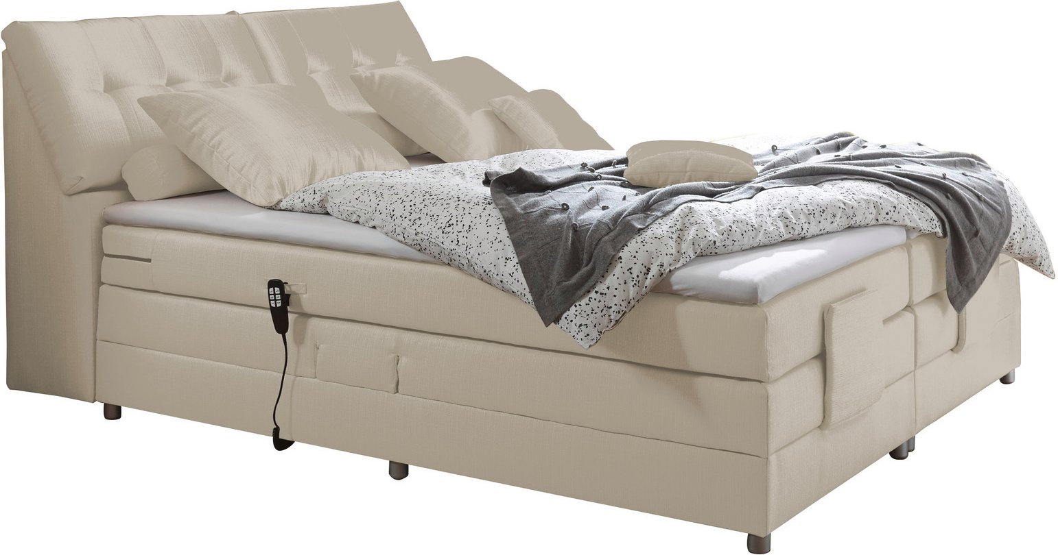 Esposa Boxspringbett CARPINO, Ivory, Stoff