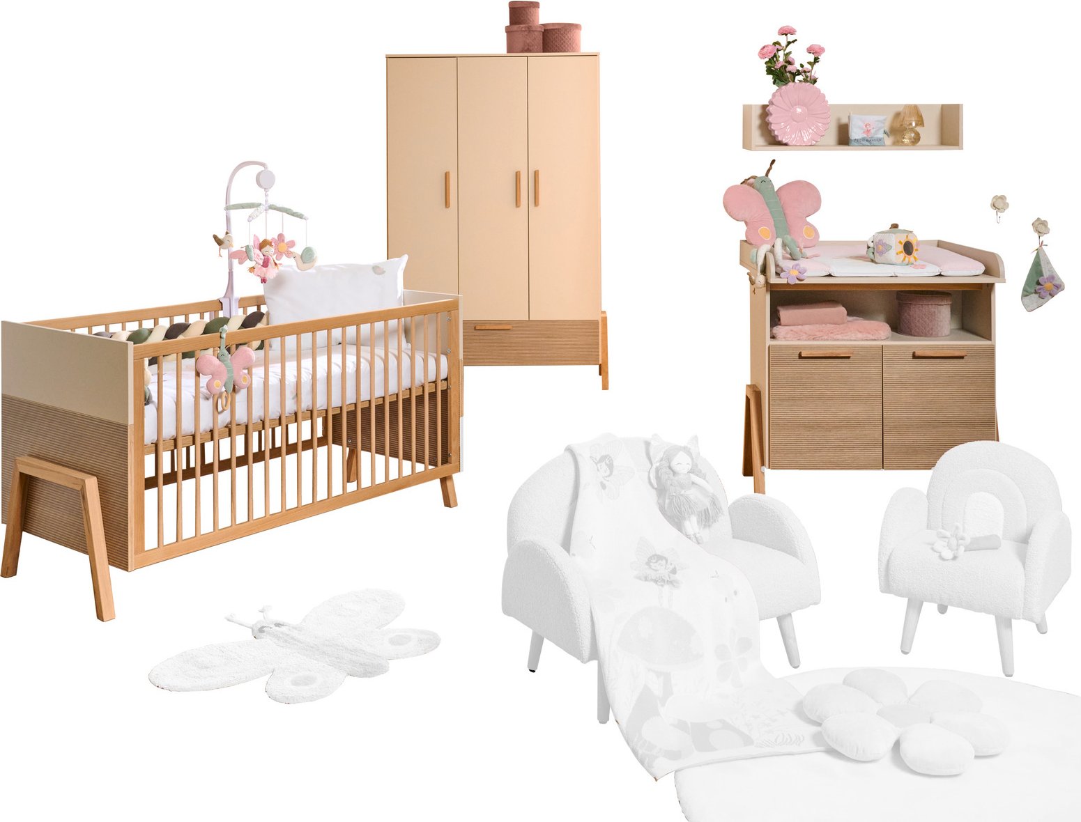 JIMMYLEE Babyzimmer 3-teilig DIANA, Holz