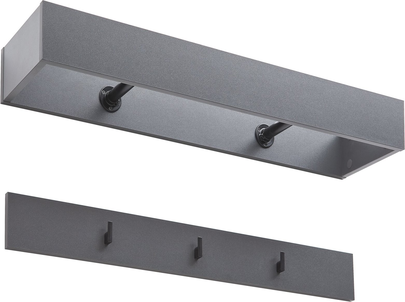 Thumbnail - Hom´in Garderobenpaneel-Set breit JOLLY, anthrazit, Melamin