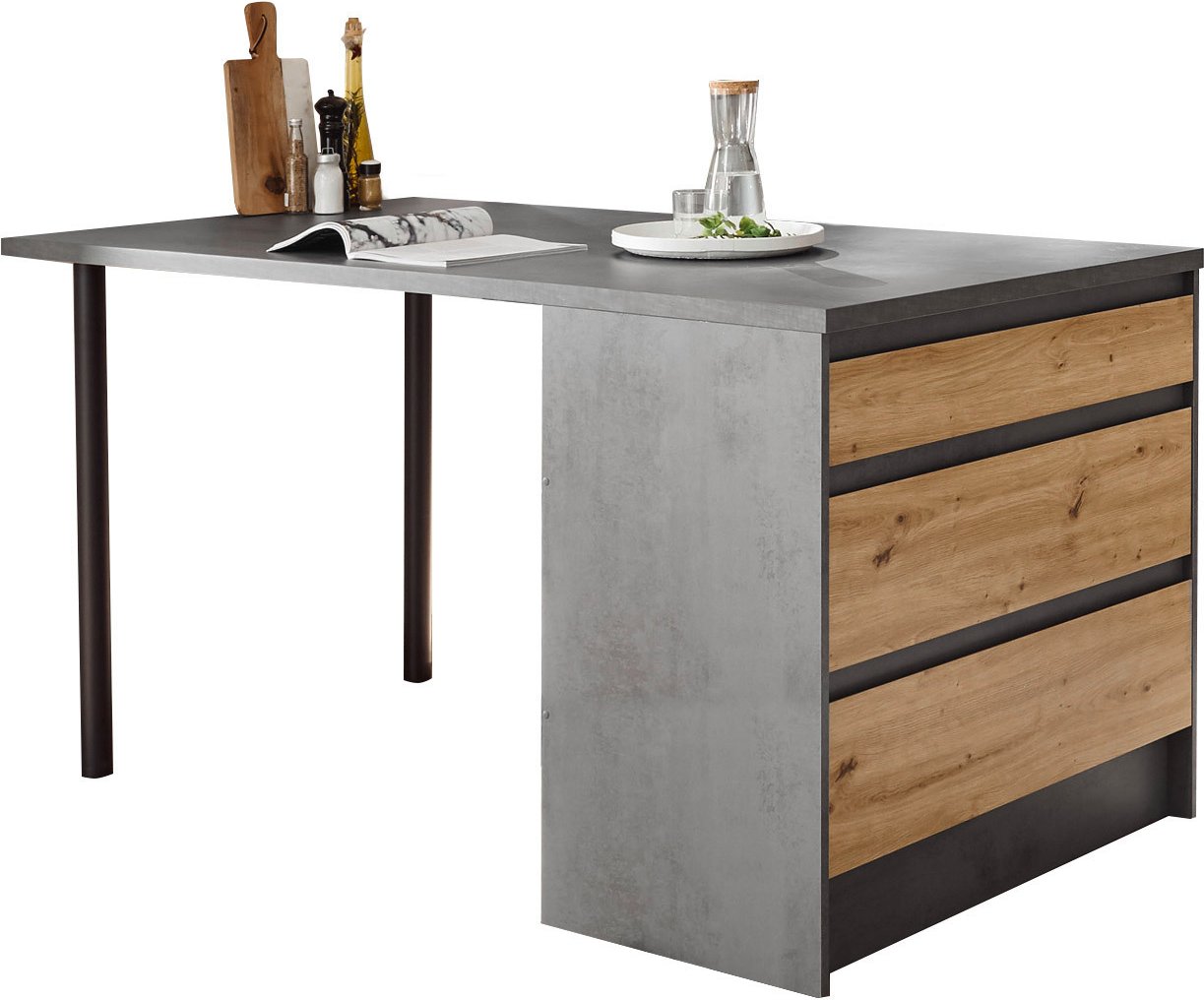 Smartkitchen Kücheninsel TROJA, Holznachbildung