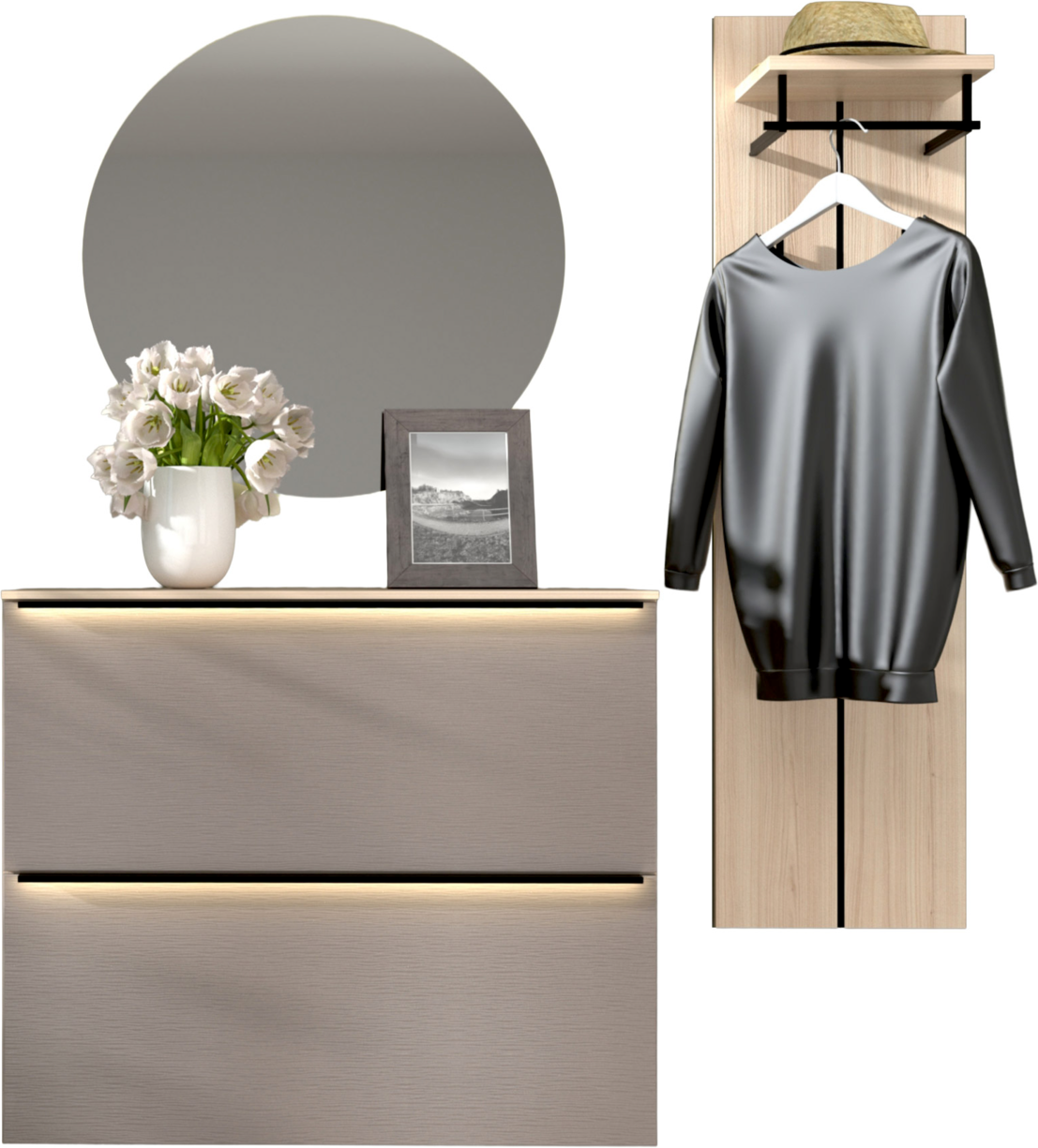 Voleo Garderoben-Kombination 3-tlg. STARLIGHT, Holznachbildung