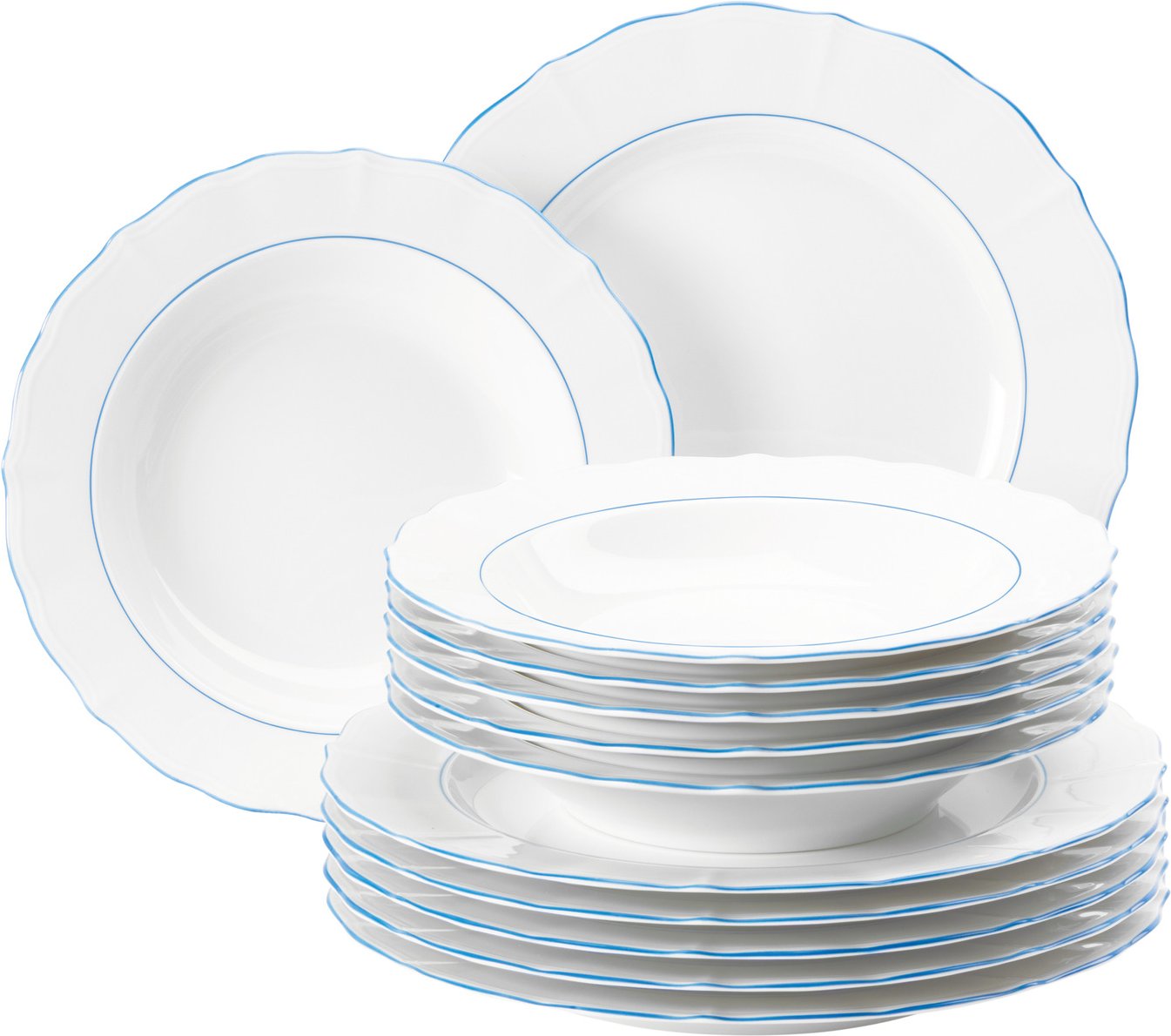 Seltmann Weiden Tafelservice 12-tlg. SONATE BLUE LINES, Porzellan