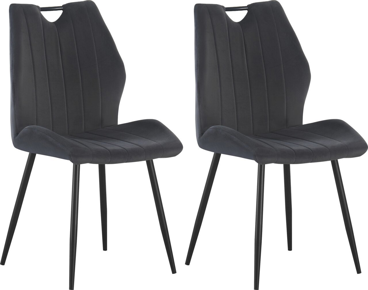 MID.YOU Stuhl 2er-Set CHRISTIN, anthrazit, Polyester