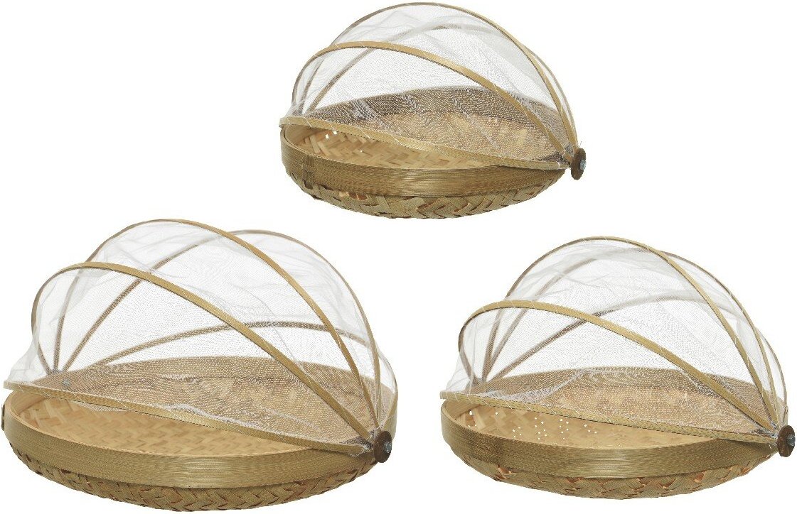 Decoris Fliegenhaube 3er-Set, Bambus
