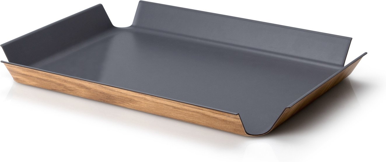 Continenta Rutschfestes Tablett grau, Holz