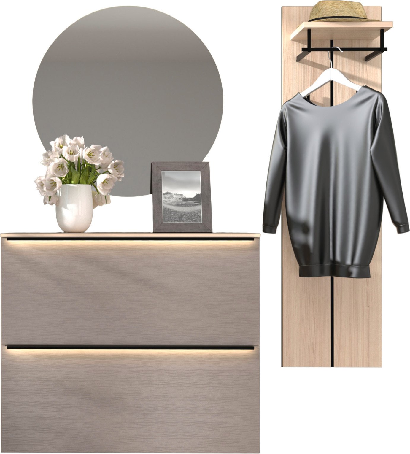 Voleo Garderoben-Kombination 3-tlg. STARLIGHT, Holznachbildung