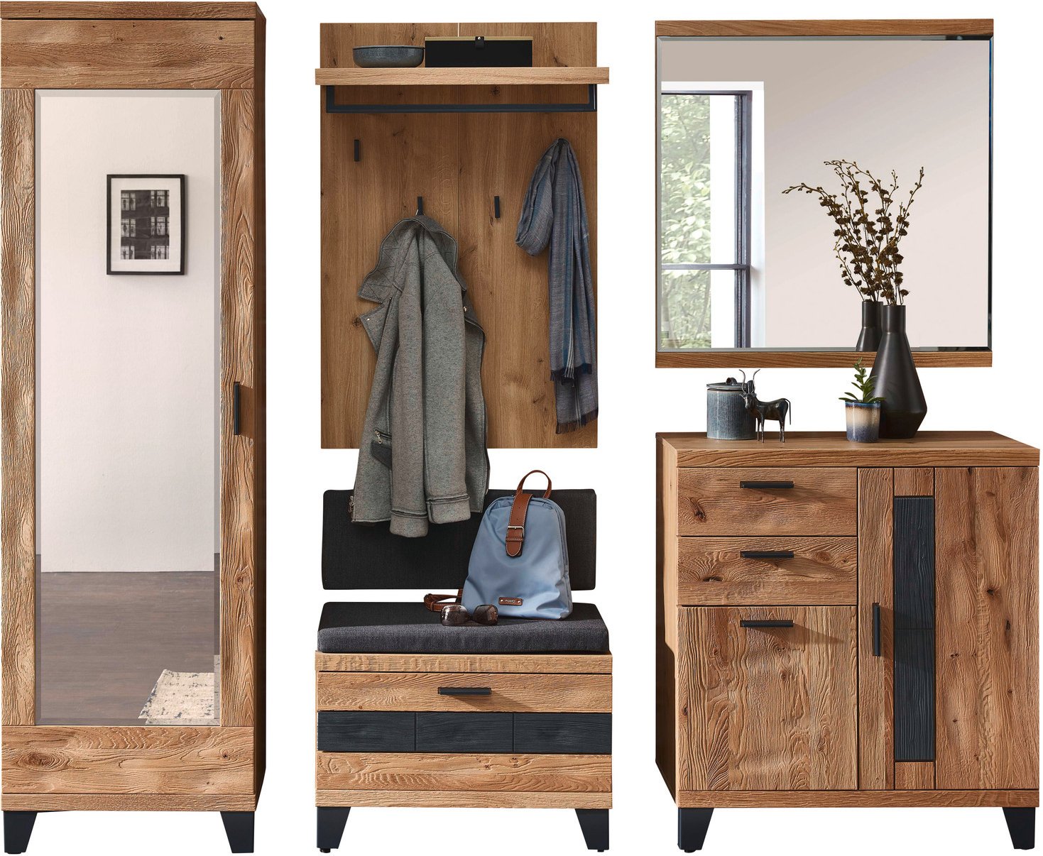 Linea Natura Garderobenkombination-Set PERSIKO, Massivholz