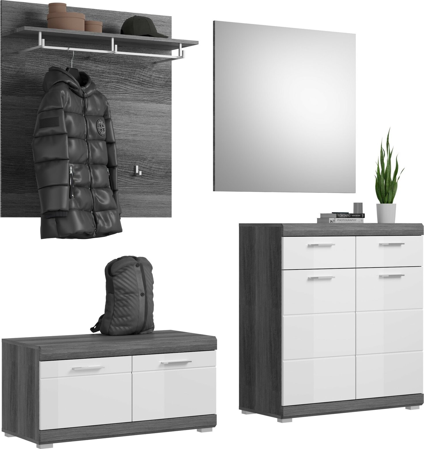 MID.YOU Garderoben-Set 4tlg. SCOUT, Holznachbildung