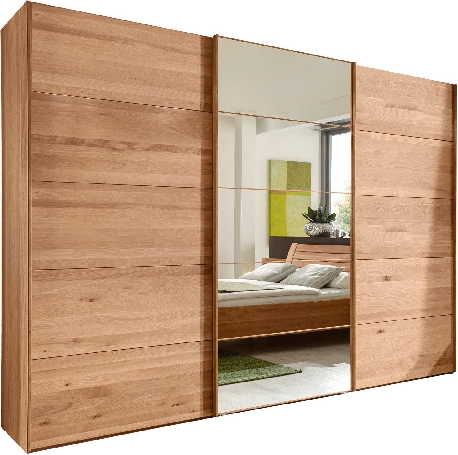 Linea Natura Schwebetürenschrank 3-türig CARDIFF, Teilmassiv