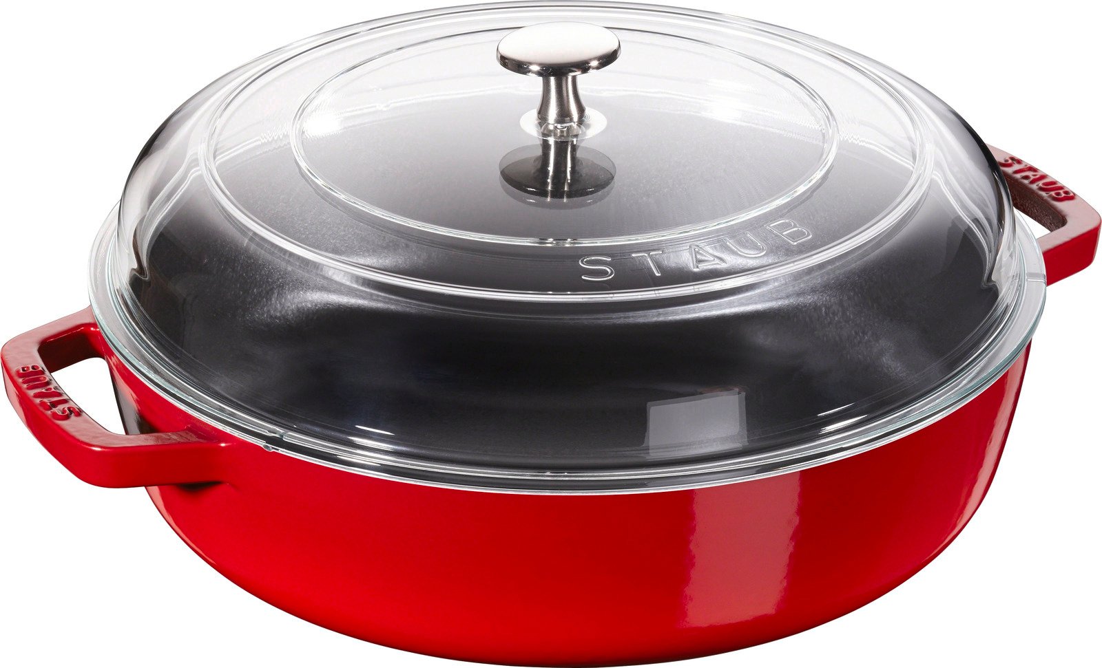 Staub Bräter mit Glasdeckel 28cm rot, Gusseisen