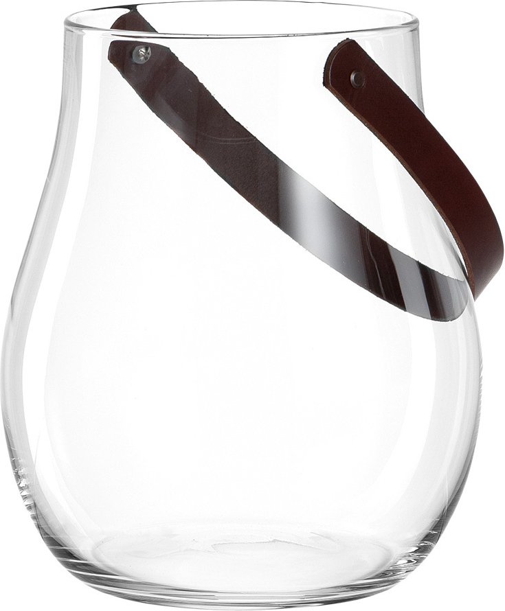 Leonardo Windlicht 32cm mit Lederhenkel, Glas