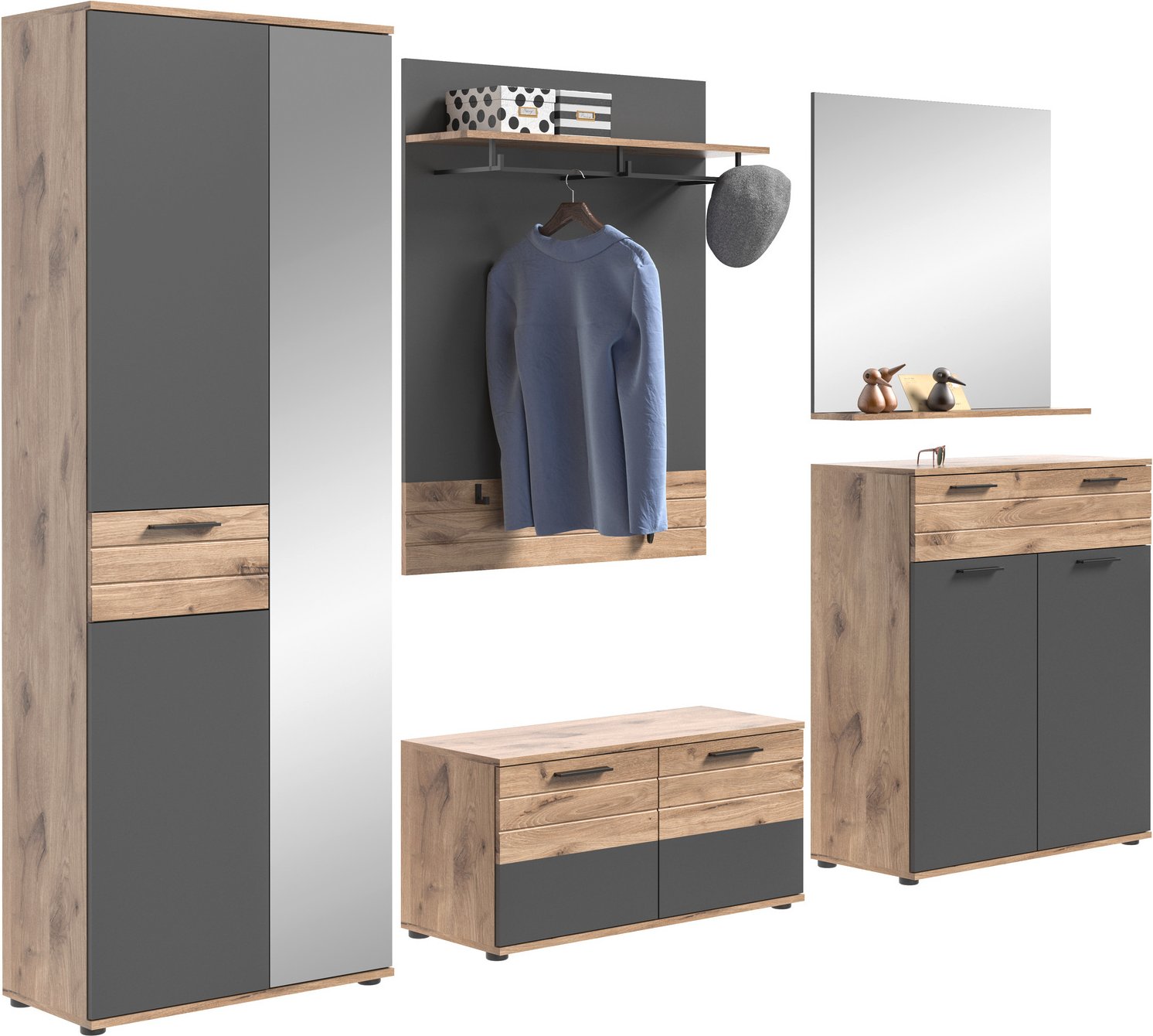 Thumbnail - MID.YOU Garderobenkombination MASON, Holznachbildung