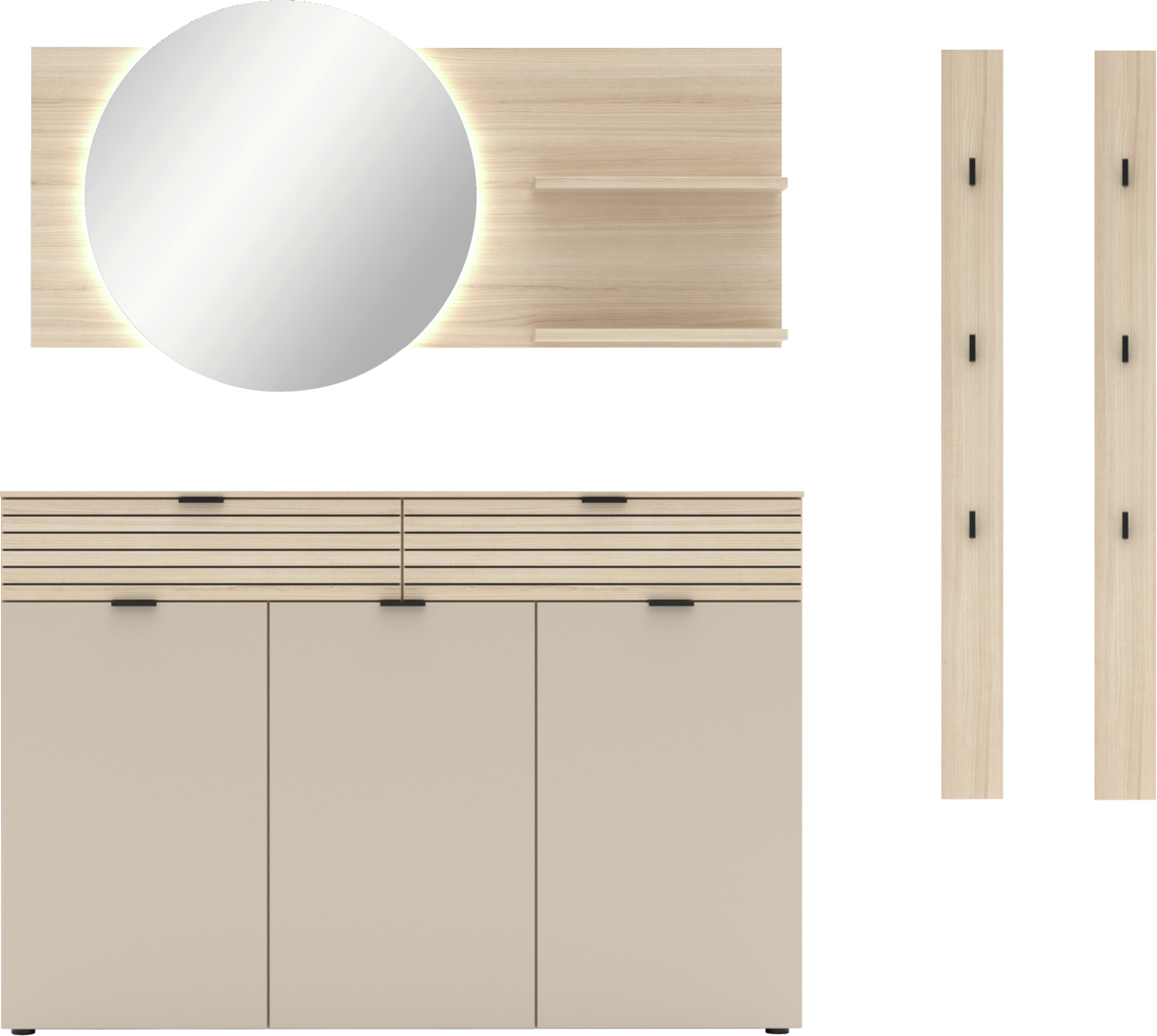 Voleo Garderoben-Set 4-tlg. INA, Holznachbildung