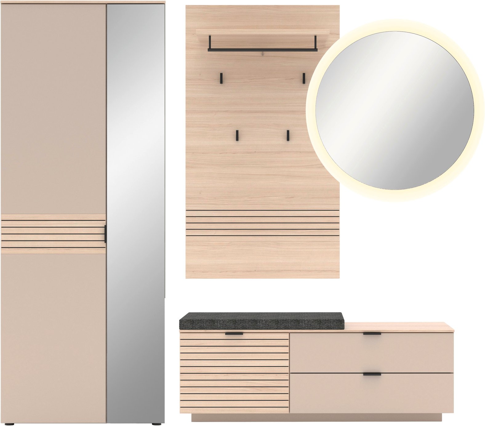 Voleo Garderoben-Set 4-tlg. INA, Holznachbildung