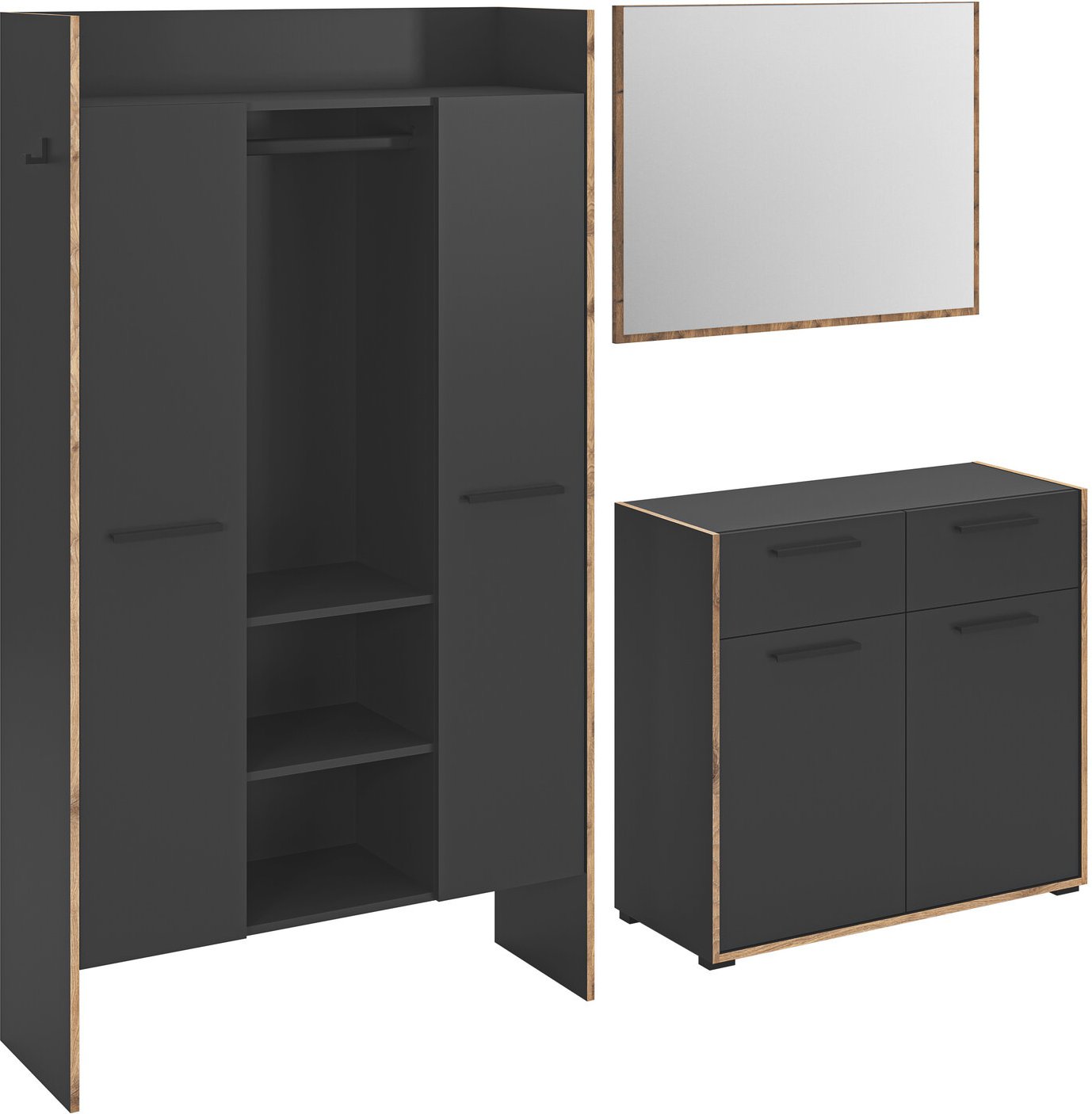MID.YOU Garderobenkombination BUENO, basalt, Holznachbildung