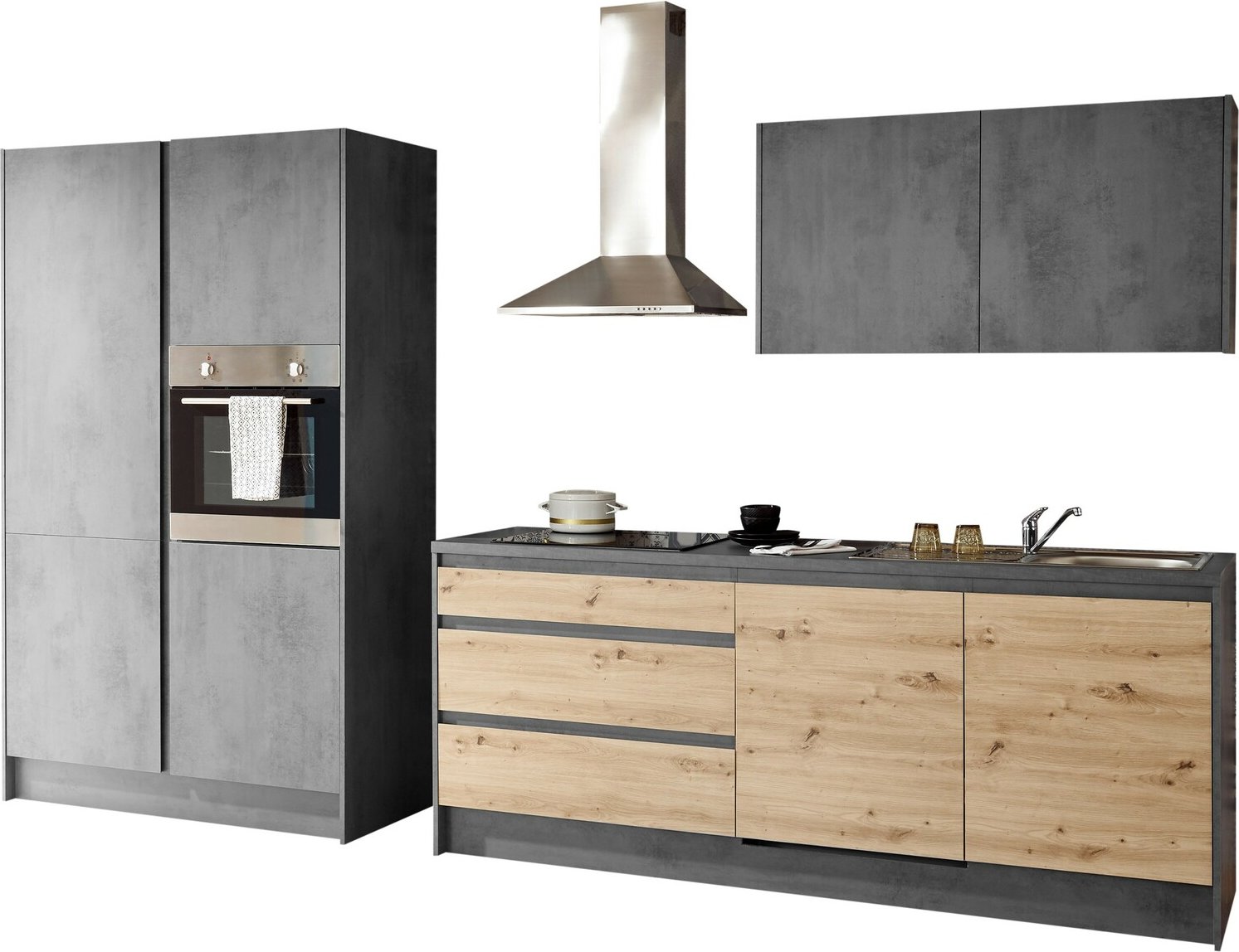 Yourkitchen Küchenblock Basis 335 TROJA, Holznachbildung