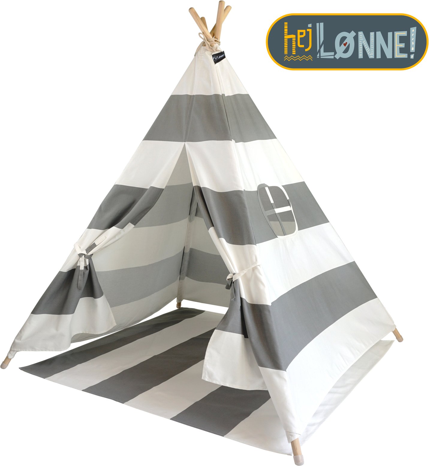 Hej Lonne Tipi Zelt grau gestreift, Baumwolle