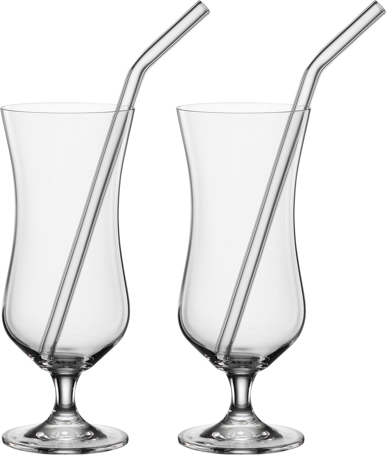 Novel Cocktailgläser 2er-Set mit Trinkhalm, Kristallglas