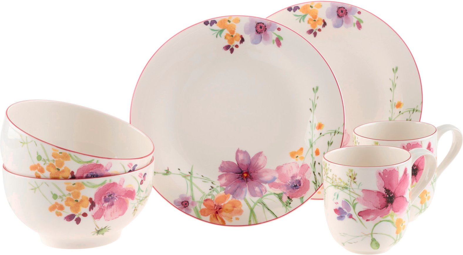 Villeroy & Boch Frühstücks-Set, 6-tlg. MARIEFLEUR BASIC, Porzellan