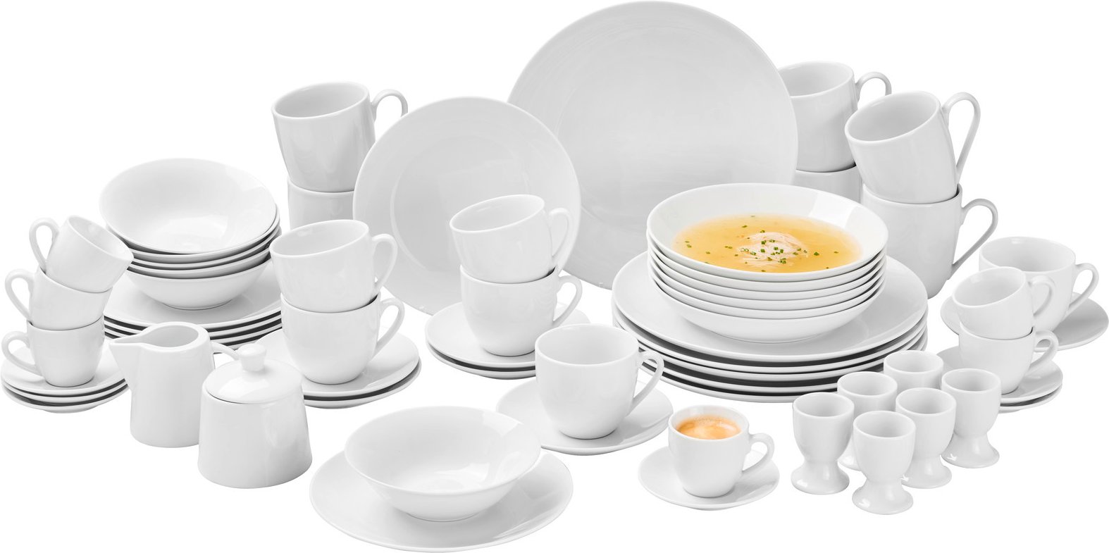 Novel Kombiservice 62-tlg. rund weiß, Porzellan