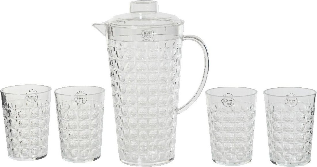 Decoris Kunststoff Glasset mit Karaffe 5-tlg., Kunststoff