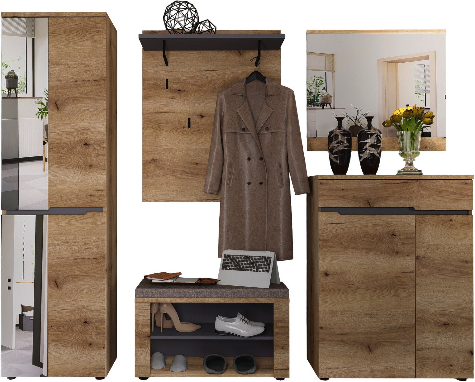 XORA Garderoben-Set 5-tlg. FARGO, Holznachbildung