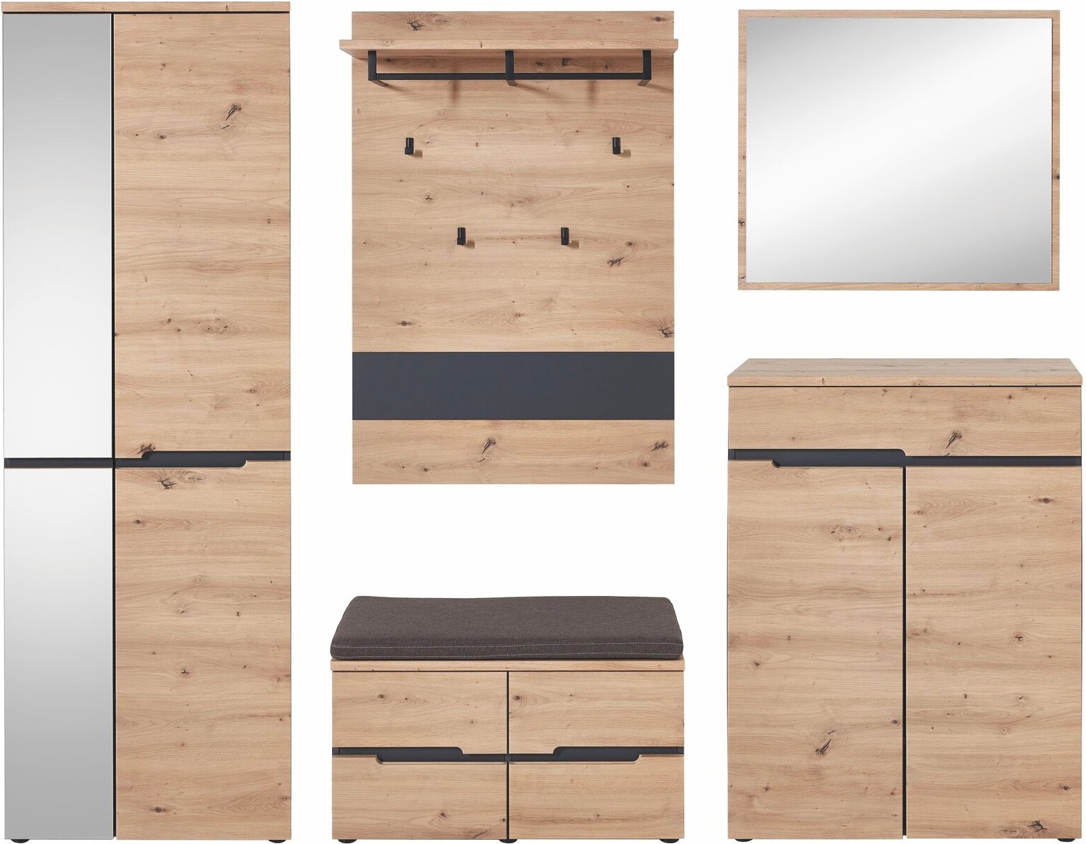 Voleo Garderoben-Set DETROIT, Holznachbildung