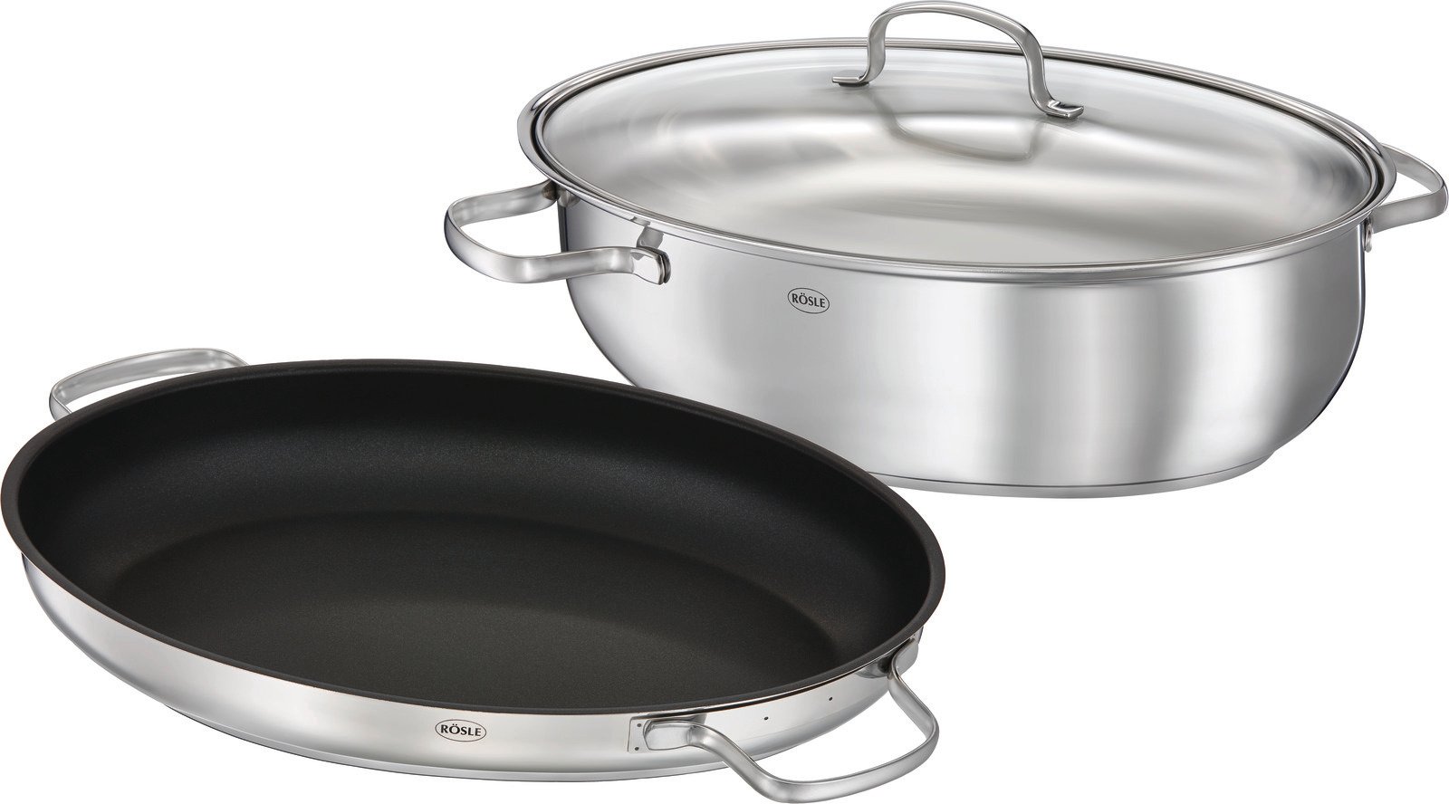 Rösle Premium-Bräter Oval mit Gourmetpfanne EXCLUSIV, Edelstahl