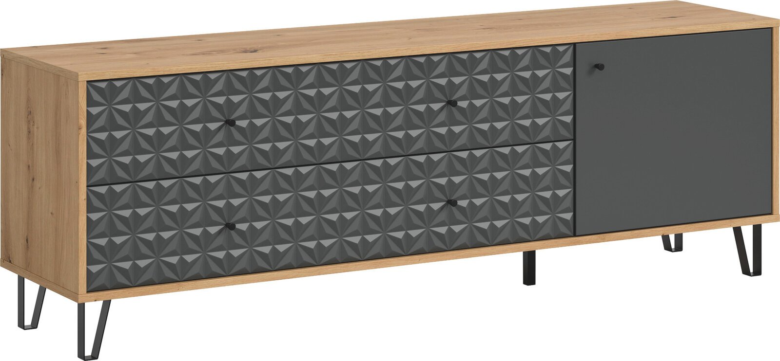 MID.YOU TV-Lowboard PRISMA, Eiche Artisan, Holznachbildung