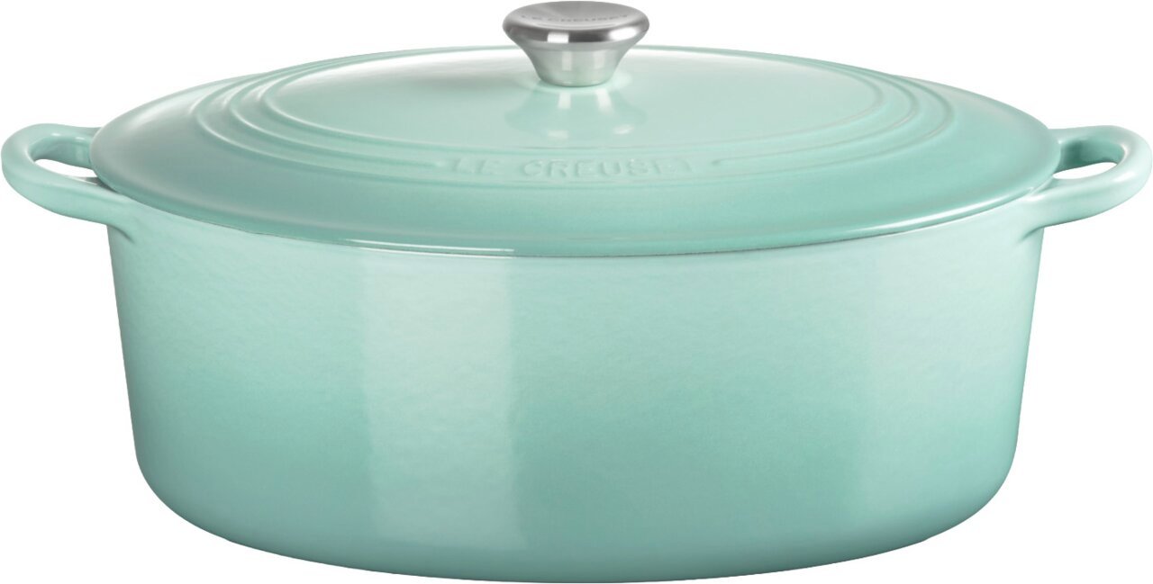 LE CREUSET Bräter 31cm oval SAGE, grün-grau, Gusseisen