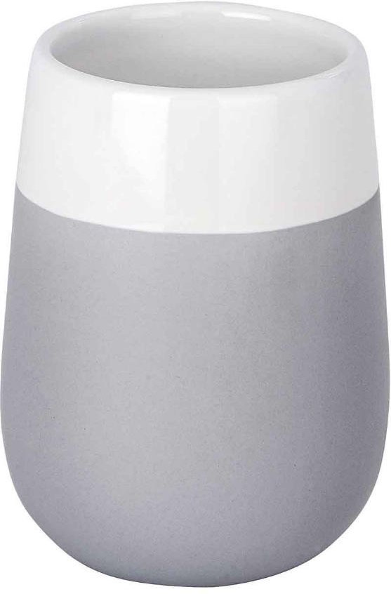 Wenko Keramik Zahnputzbecher Malta grau, Keramik