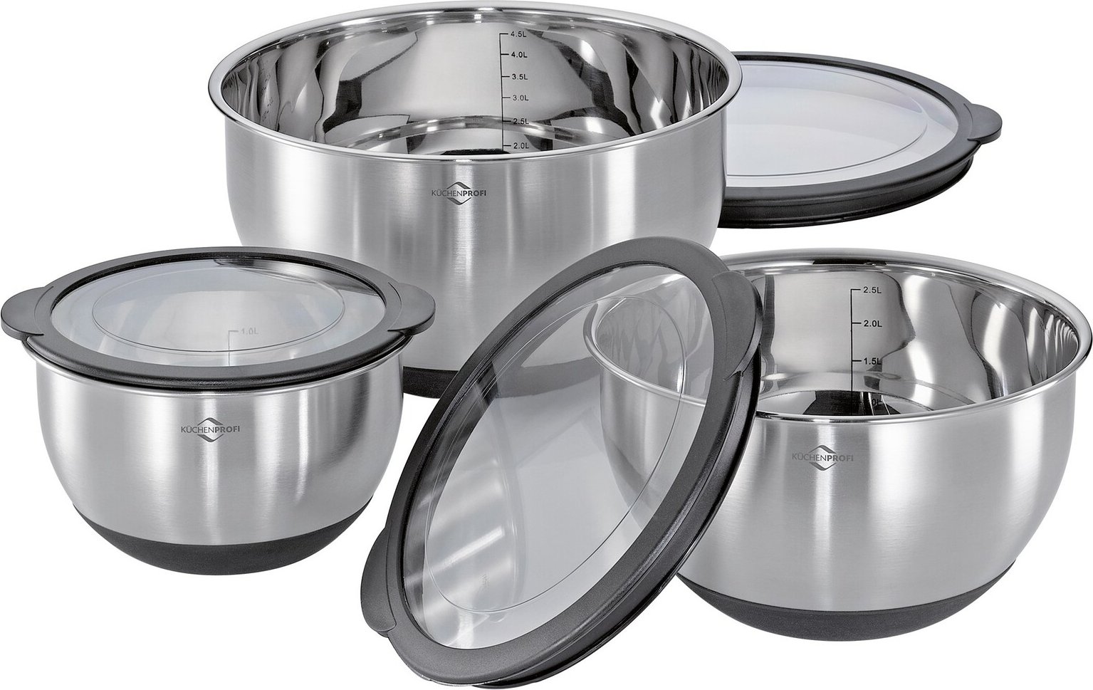KÜCHENPROFI Schüssel-Set 3-tlg. DELUXE, Edelstahl